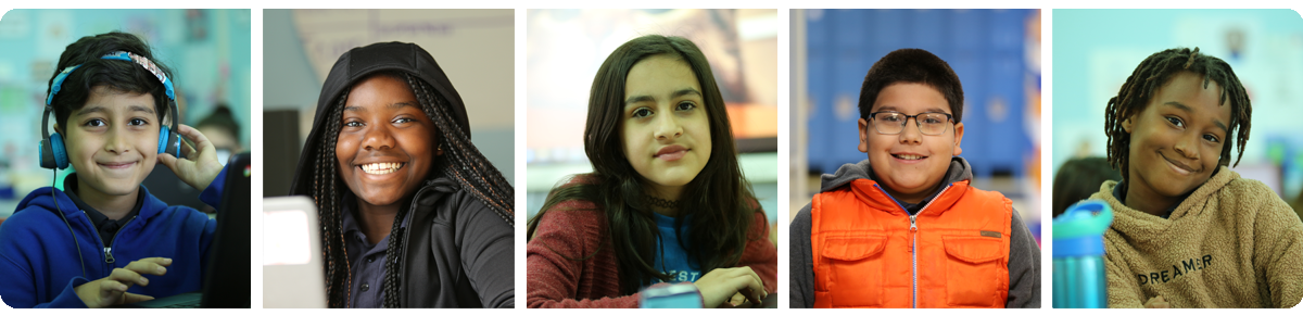 Collage of five individual student portraits